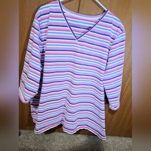 Liz & Me size 4X 30/32 striped 3/4 sleeve shirt.